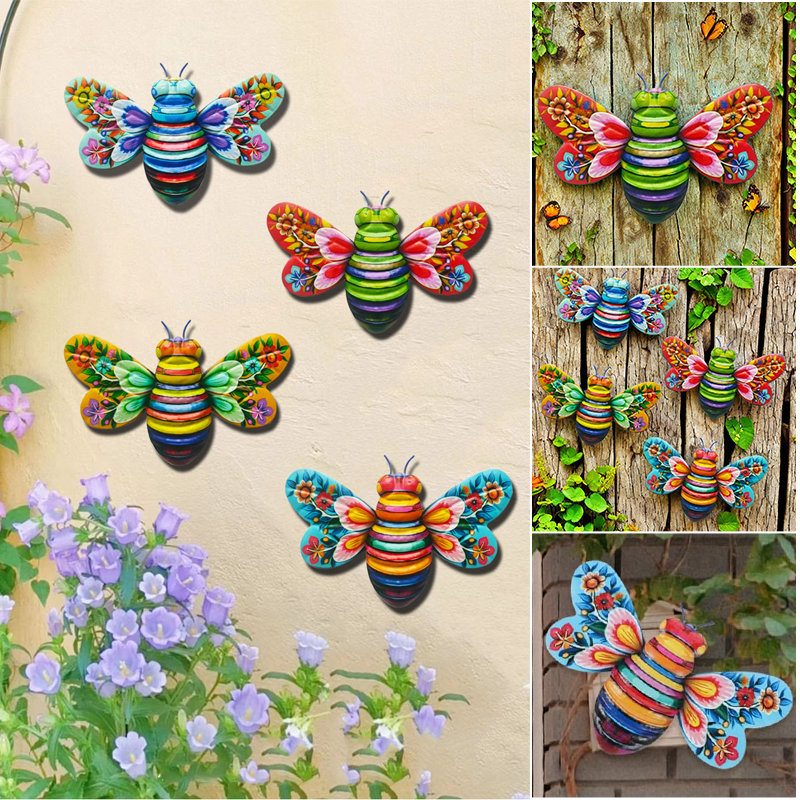 Unique metal bee crafted for wall display, a thoughtful gift for gardeners & bee admirers.