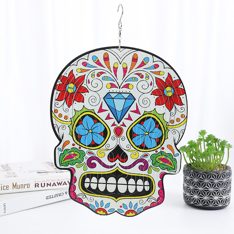 Unique sugar skull wind spinner, captivating garden visual effect, durable