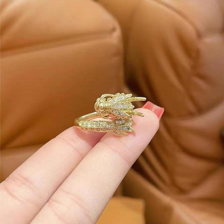Statement dragon ring for women, adjustable fit, crafted with sparkling zirconia and fine details