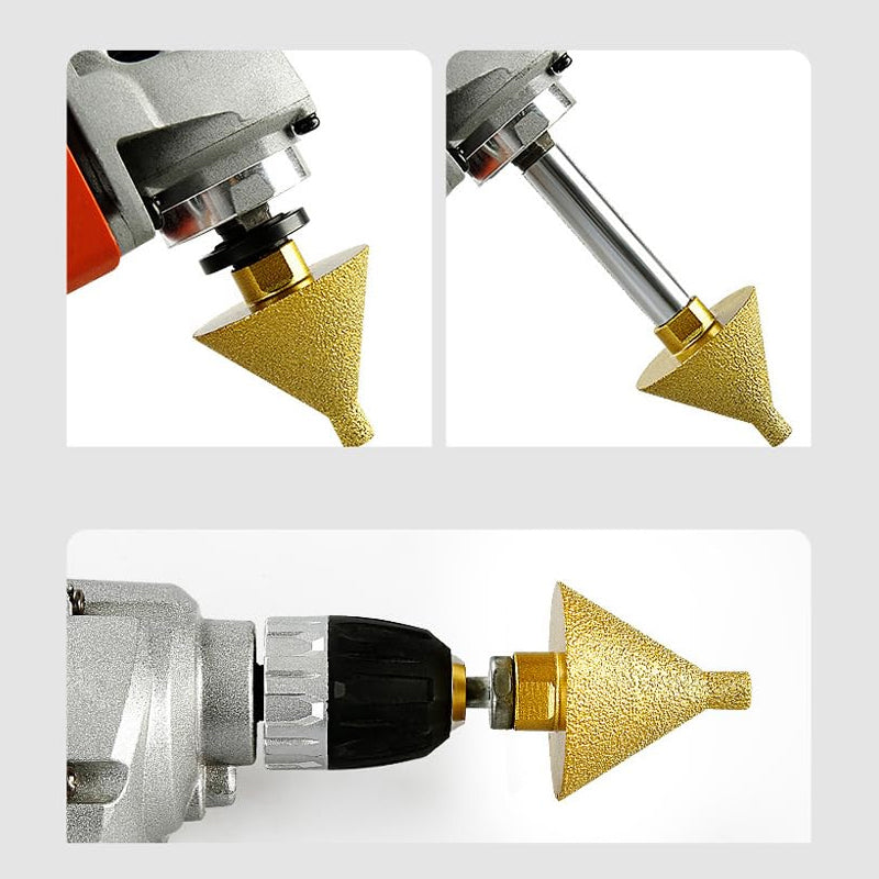 Set of diamond beveling chamfer bits, various sizes for grinder tool applications