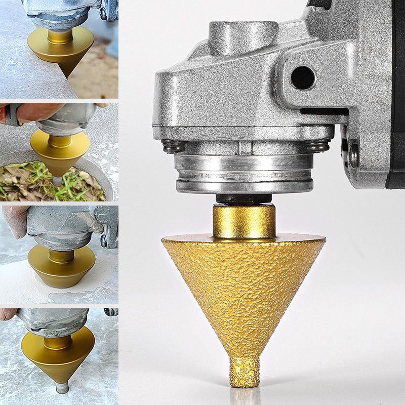 Detailed view of a diamond grinder bit for beveling, suitable for demanding tasks