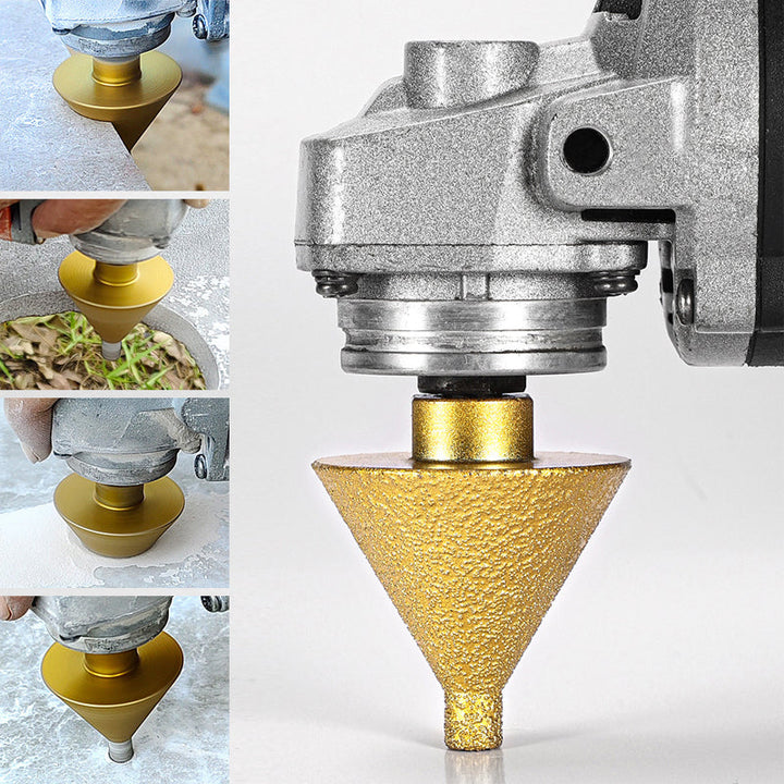 Detailed view of a diamond grinder bit for beveling, suitable for demanding tasks