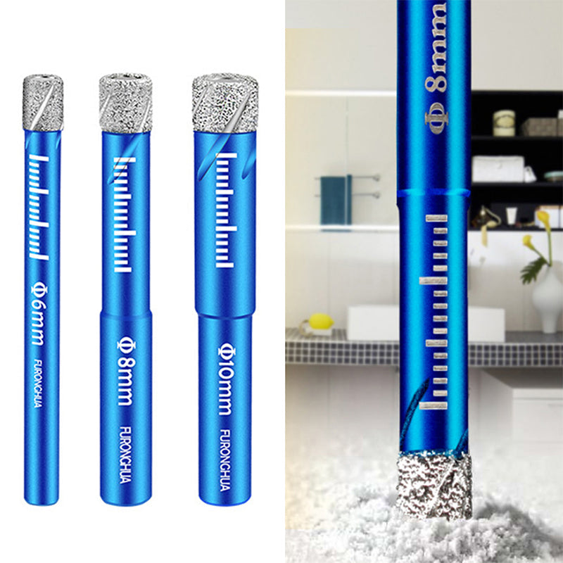 Set of diamond-tipped dry drill bits for tile drilling, essential DIY construction tools