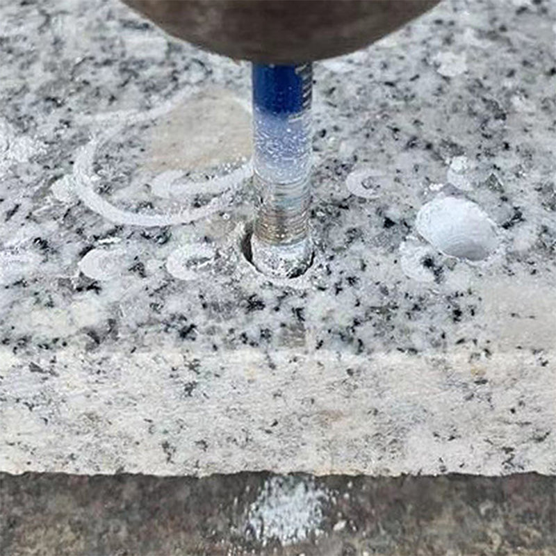 A diamond tile drill bit with a hexagonal shank, ready for use in DIY construction projects