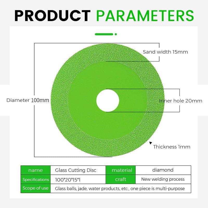 Robust diamond cutting blade, optimized for precise glass and ceramic tile cuts