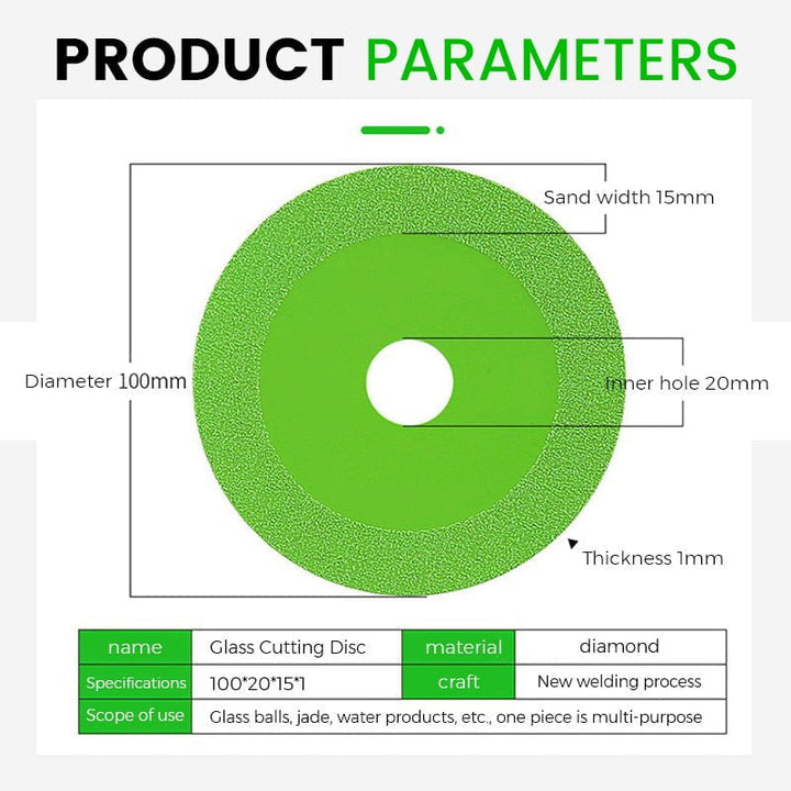 Robust diamond cutting blade, optimized for precise glass and ceramic tile cuts