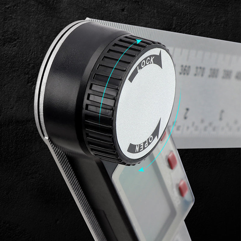 Digital Angle Finder Ruler showing an angle measurement, essential hand tool for DIYers