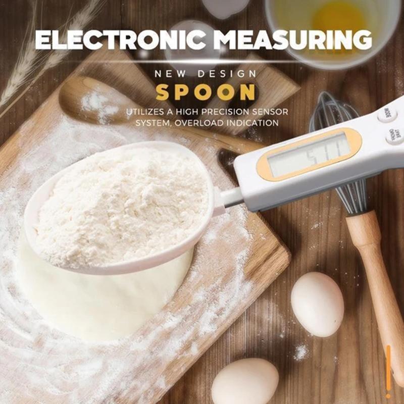Digital kitchen measuring spoon scale for precise baking & cooking, showing LCD display