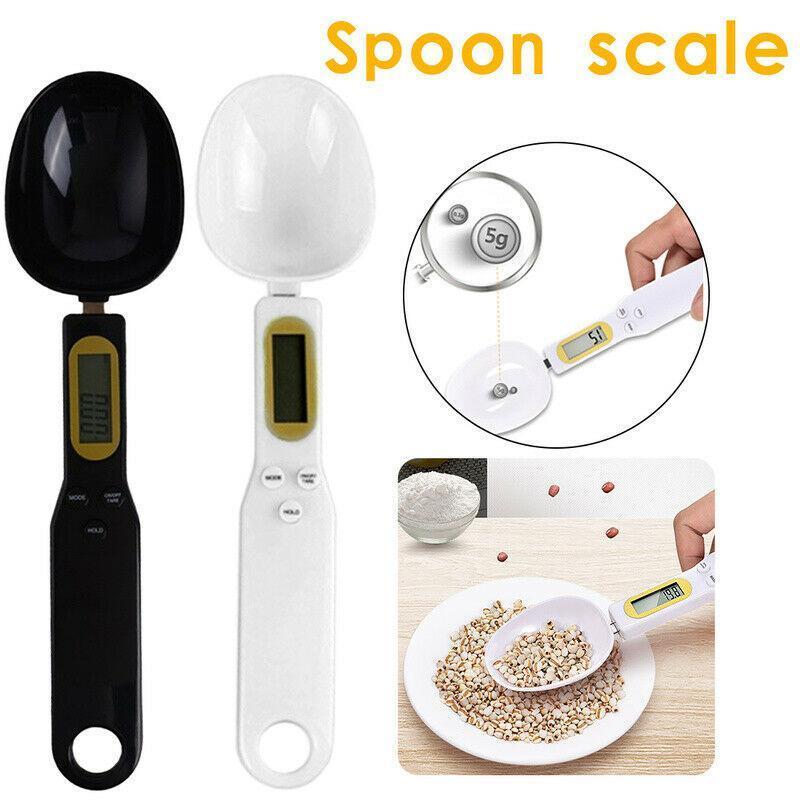 White digital measuring spoon scale, great for coffee, flour, and other small food items