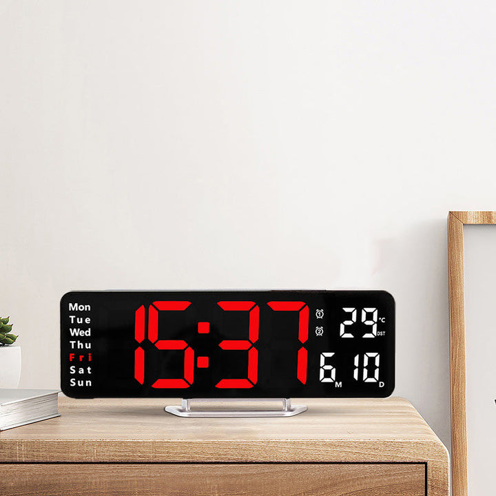 Digital LED wall clock powered by USB cable, flexible placement options for home