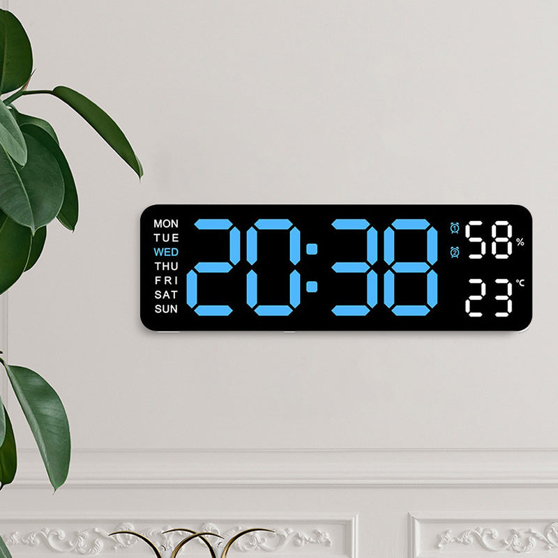 Modern digital LED wall clock with timer function, useful for kitchen or gym