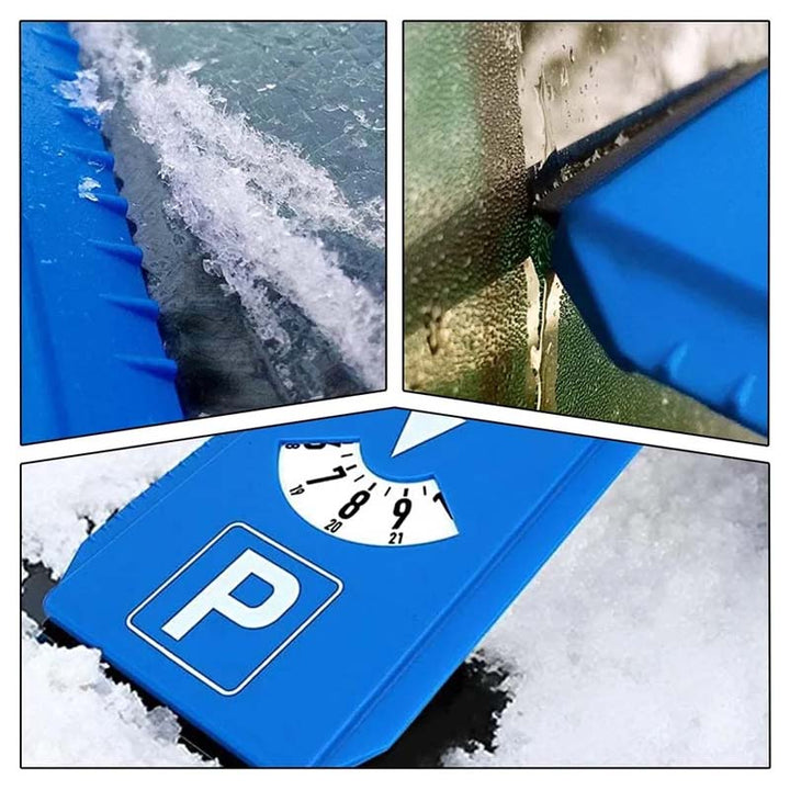 Digital parking timer with blue plastic scraper, ideal car accessory for time-limited parking zones.