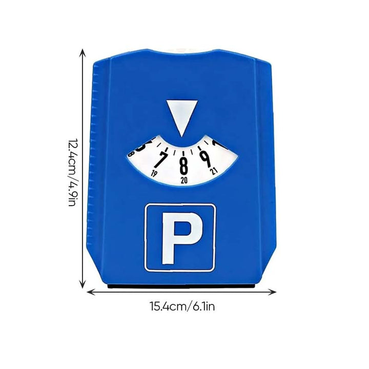 Practical digital parking timer for vehicles, always ready with a handy scraper attached.