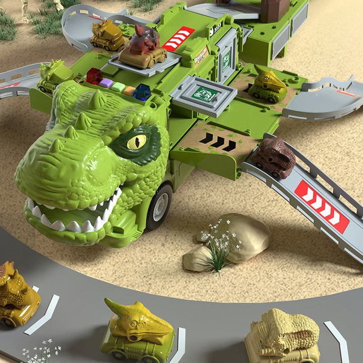 Dinosaur transforming truck and track toy set for kids, engaging educational play, boys and girls