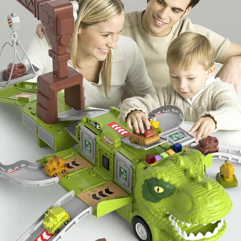Versatile dinosaur transforming truck & track toy, promoting motor skills and imaginative play