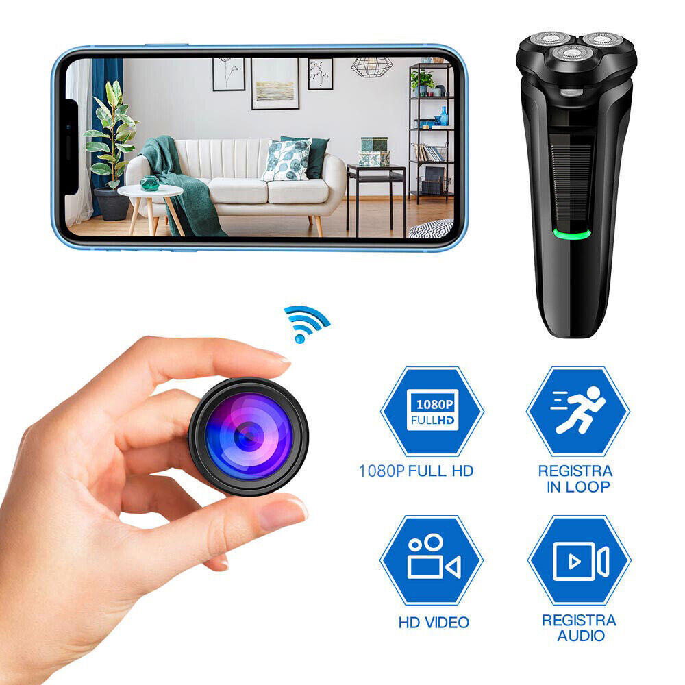 Compact WiFi hidden camera in a razor design. Ideal for discreet 1080P HD home security & surveillance.
