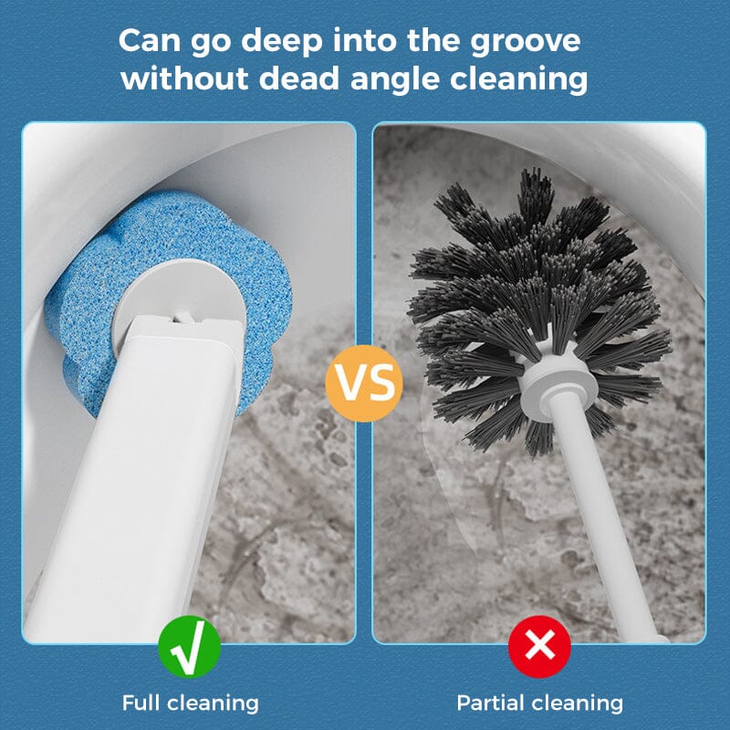 Convenient toilet cleaning system, no-touch disposal of scented scrubbing pads after use