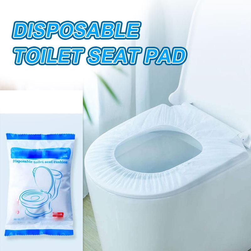 Sanitary disposable toilet cover, waterproof paper for public bathroom use, ideal for travel hygiene.