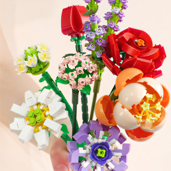 DIY kit for a botanical building block bouquet, a creative gift & home decor item.