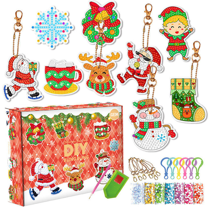 Unisex diamond painting kit, Christmas themed, includes acrylic gems & tools for DIY holiday decor
