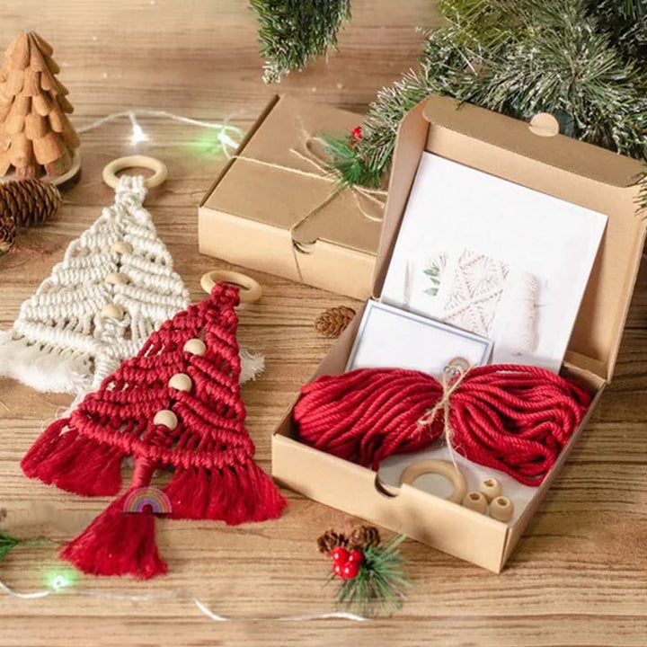 Family fun Christmas craft kit, including a green tree shape and various embellishments for holiday decorating.