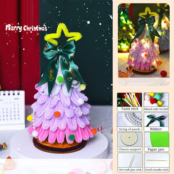 Sparkling finished DIY Christmas tree, showcasing the festive results of this craft kit