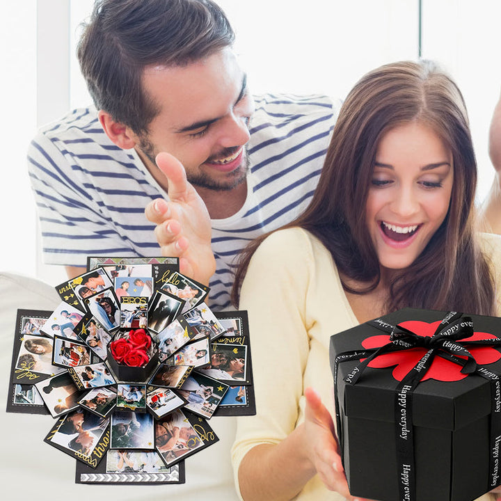 DIY creative photo explosion gift box, open with multiple layers & photos, perfect handmade anniversary gift
