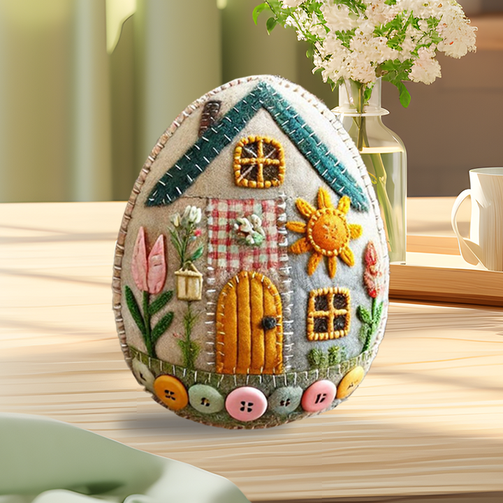 DIY Felt Easter Egg House Craft Kit for kids, colorful spring decor project
