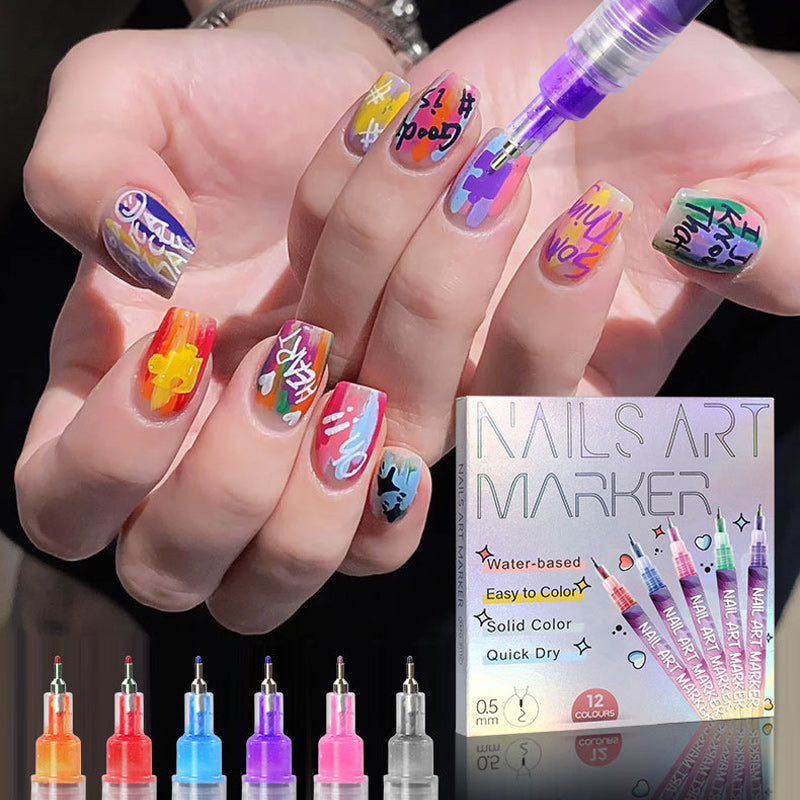 Detailed shot of DIY nail art doodle pen tips, ideal for intricate patterns & professional-looking nails