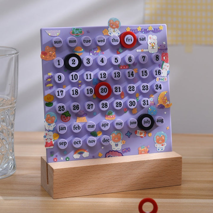 Birch wood perpetual desk calendar, a charming and reusable DIY office accessory