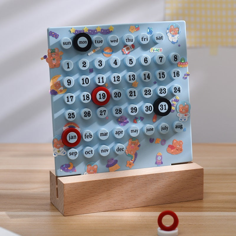 Modern perpetual desk calendar, self-assembled from a high-quality DIY kit