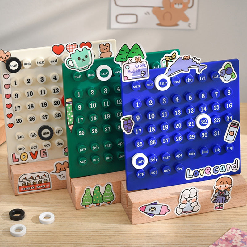 ABS plastic and birch wood DIY perpetual calendar for desks, a unique gift idea