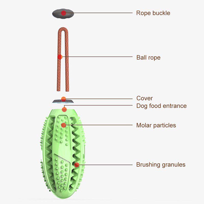 Interactive dog toy, blue natural rubber, with dental texture and treat-holding cavity, pet supplies