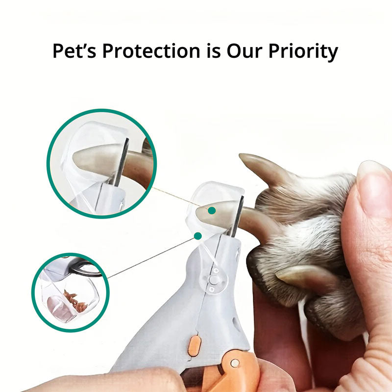 Stainless steel dog nail clippers with LED light & quick sensor for accurate, safe nail trimming.