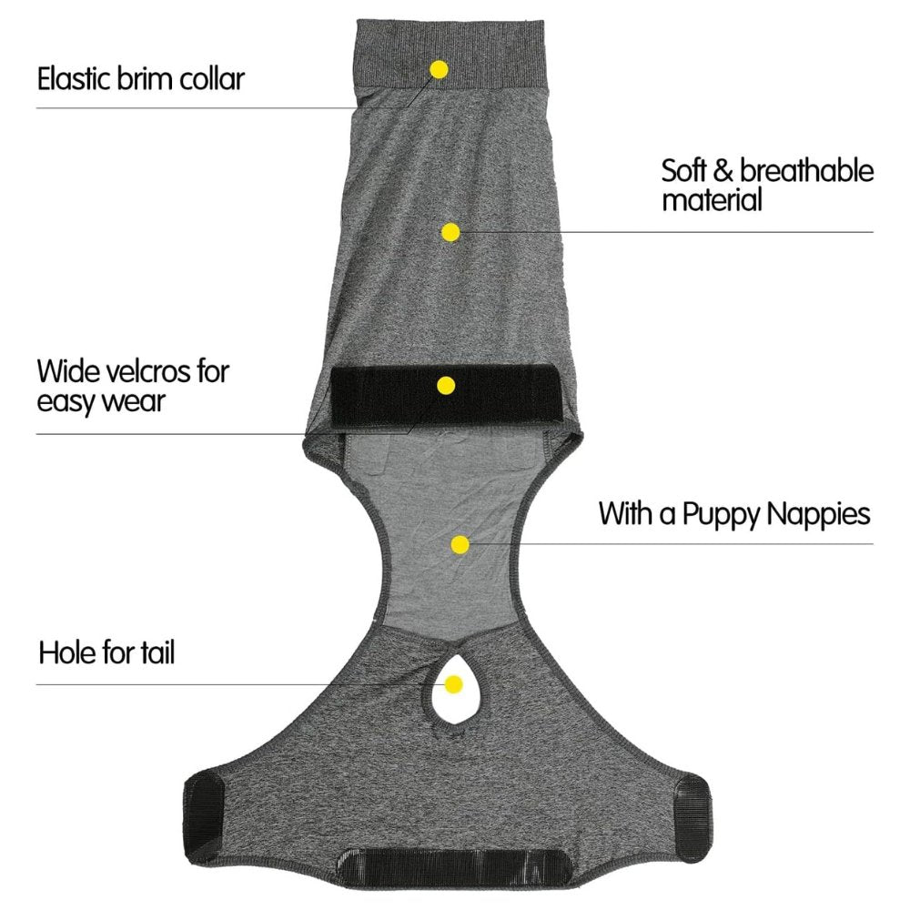 Gentle dog recovery suit. Ensures wound protection & reduces anxiety post-surgery, better than a cone.