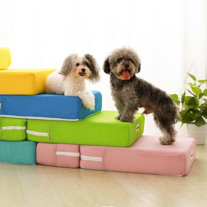 Pet stairs for bed access, designed for joint support in senior dogs, puppies & cats.