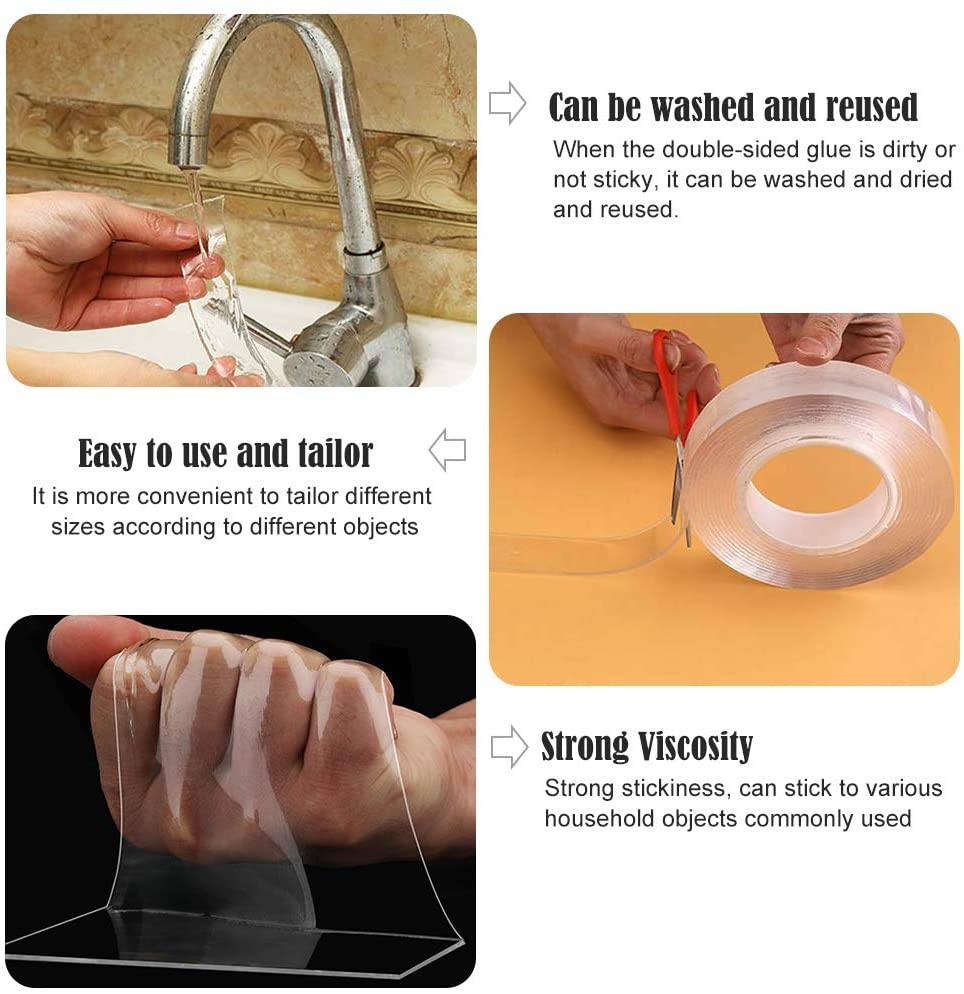 Clear nano tape for mounting, strong adhesion, reusable and waterproof for home and office use
