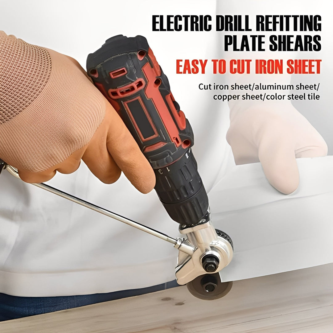 Sheet Metal Cutter Attachment: Converts electric drill into a powerful shear for precise cutting of various metals.