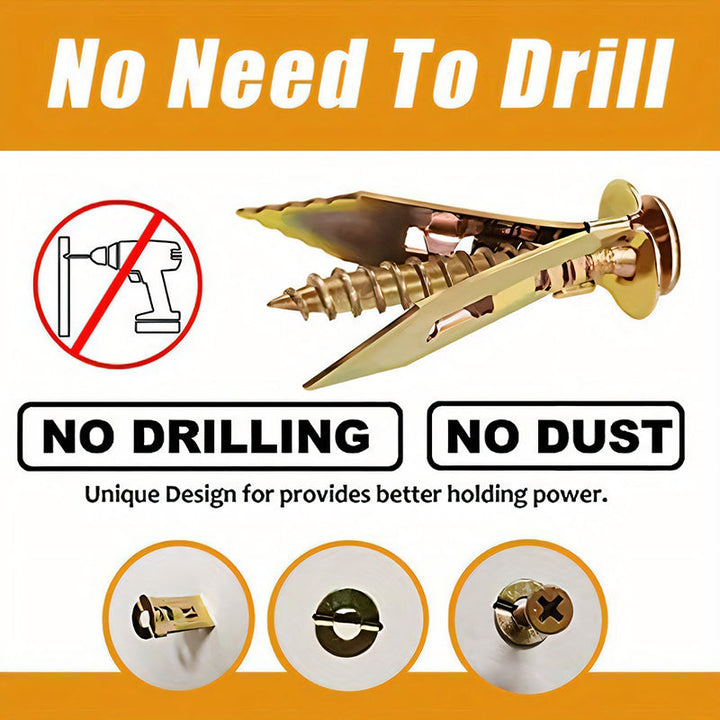 Assorted sizes of drywall anchors and screws for various mounting needs, 100-piece kit fasteners