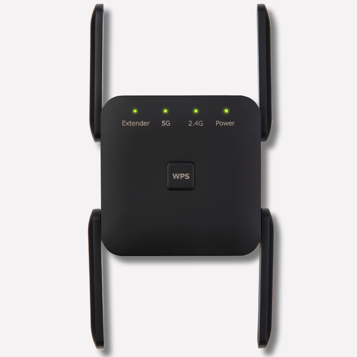 Dual-band 5G WiFi booster & signal extender for home & office. Improves wireless network connectivity & internet speed.