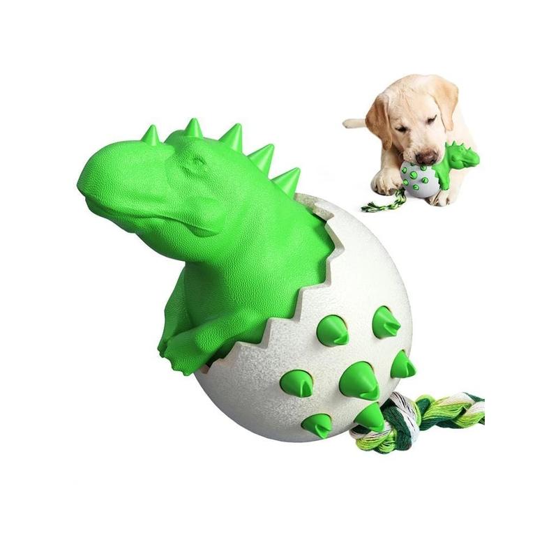 Resistant dinosaur egg chew toy, a long-lasting option for dogs who love to chew and play.