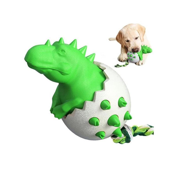Resistant dinosaur egg chew toy, a long-lasting option for dogs who love to chew and play.