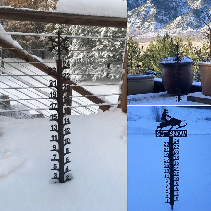 Durable metal snowfall measurement gauge for garden, accurately tracks winter precipitation