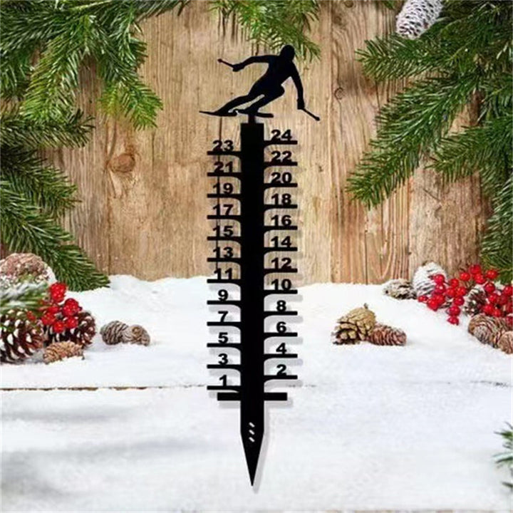 Snowfall measurement stake, robust metal construction for accurate garden snow tracking