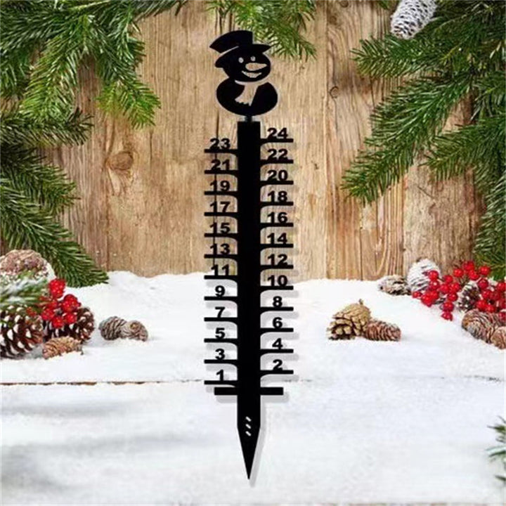 Winter garden snow depth gauge, stylish metal art doubles as a functional measurement tool