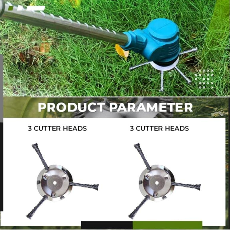 Heavy-duty string trimmer head made of steel wire for effective lawn care.