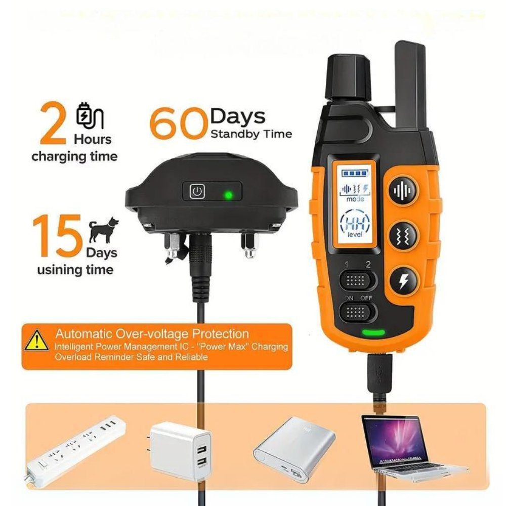 Humane dog training collar with remote control for effective pet behavior correction.