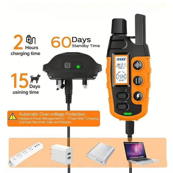 Humane dog training collar with remote control for effective pet behavior correction.