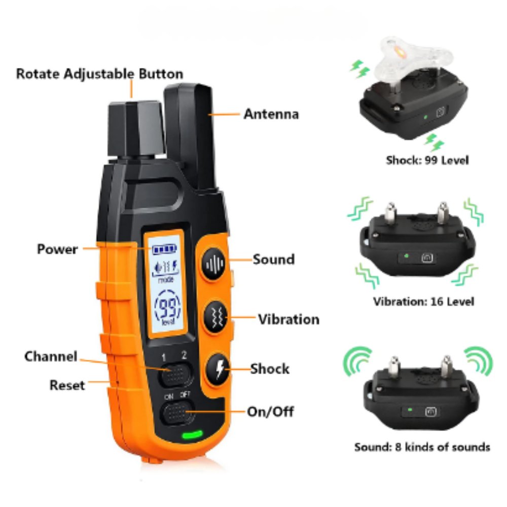 Improve pet behavior with this effective remote dog training collar, waterproof & rechargeable.