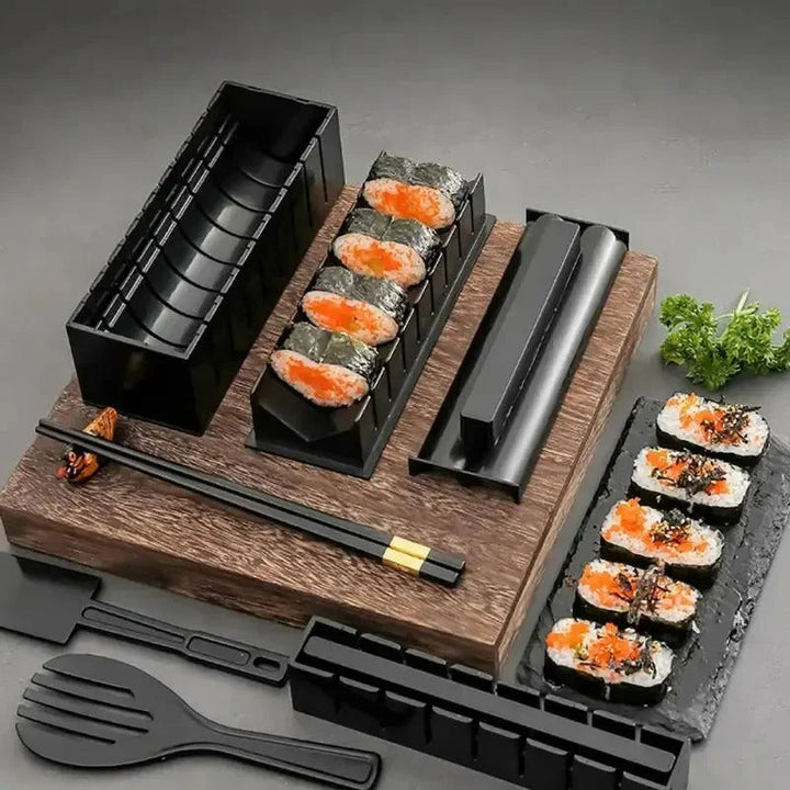 Effortless home sushi making kit with molds for perfectly shaped DIY rolls. Great for beginners & healthy meal prep.